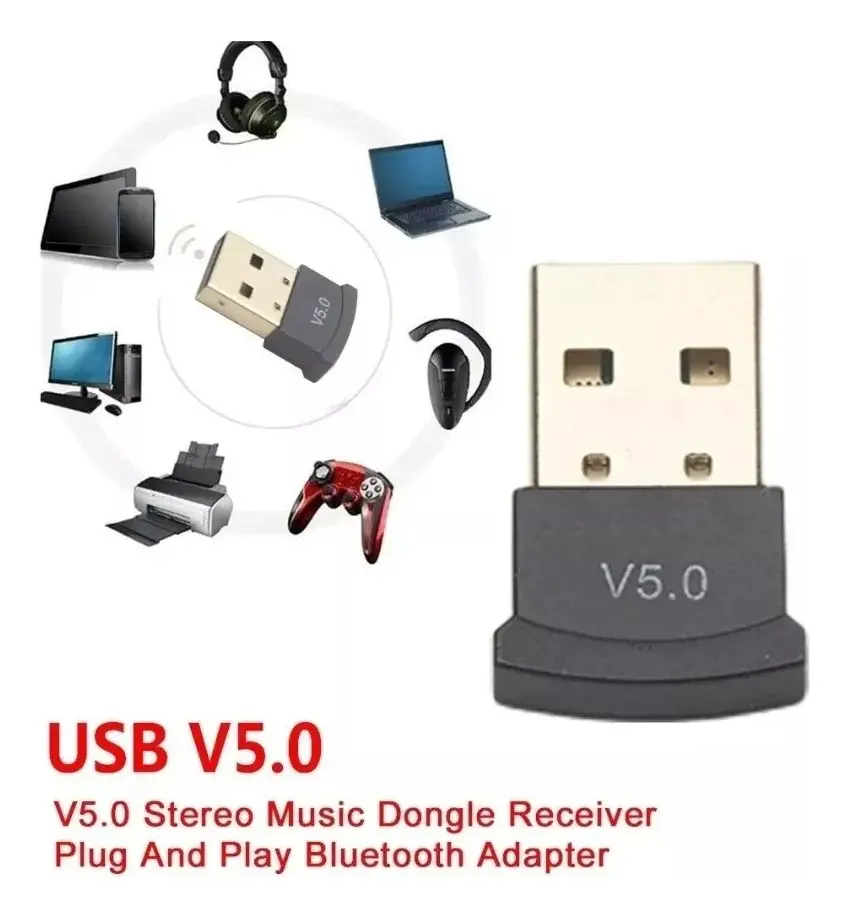 Adaptador Bluetooth USB V5.0 Dongle para PC Notebook